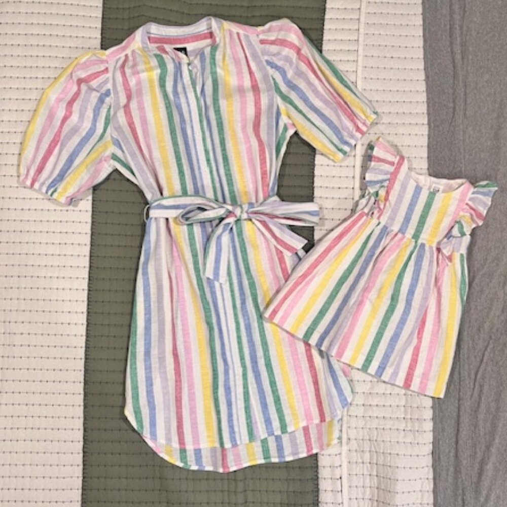 GAP Pastel Rainbow Stripe Mother-Daughter Dress Set